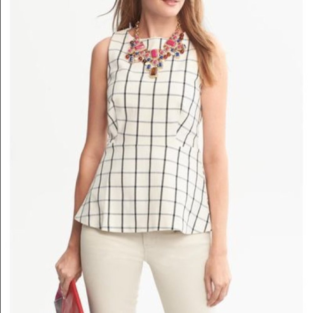 Banana Republic Windowpane Peplum Top